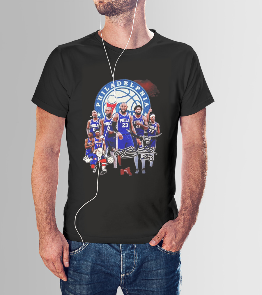 Philadelphia 76ers LeBron James 23 Phila Basketball Team Collage T-Shirt