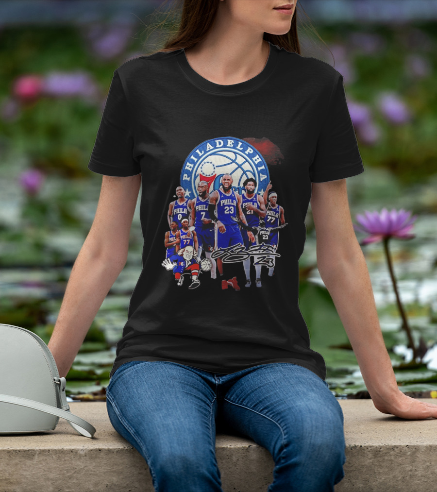 Philadelphia 76ers LeBron James 23 Phila Basketball Team Collage T-Shirt