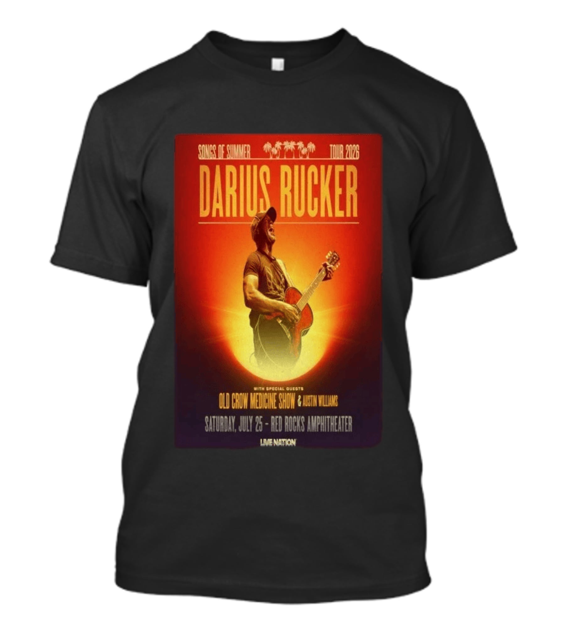 Songs Of Summer Tour 2026 Darius Rucker With Old Crow Medicine Show And Austin Williams Live At Red Rocks Amphitheater July 25 T-Shirt