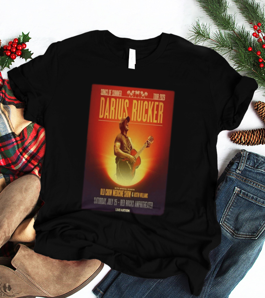 Songs Of Summer Tour 2026 Darius Rucker With Old Crow Medicine Show And Austin Williams Live At Red Rocks Amphitheater July 25 T-Shirt