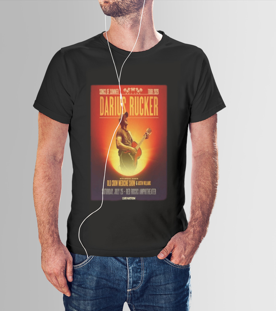 Songs Of Summer Tour 2026 Darius Rucker With Old Crow Medicine Show And Austin Williams Live At Red Rocks Amphitheater July 25 T-Shirt