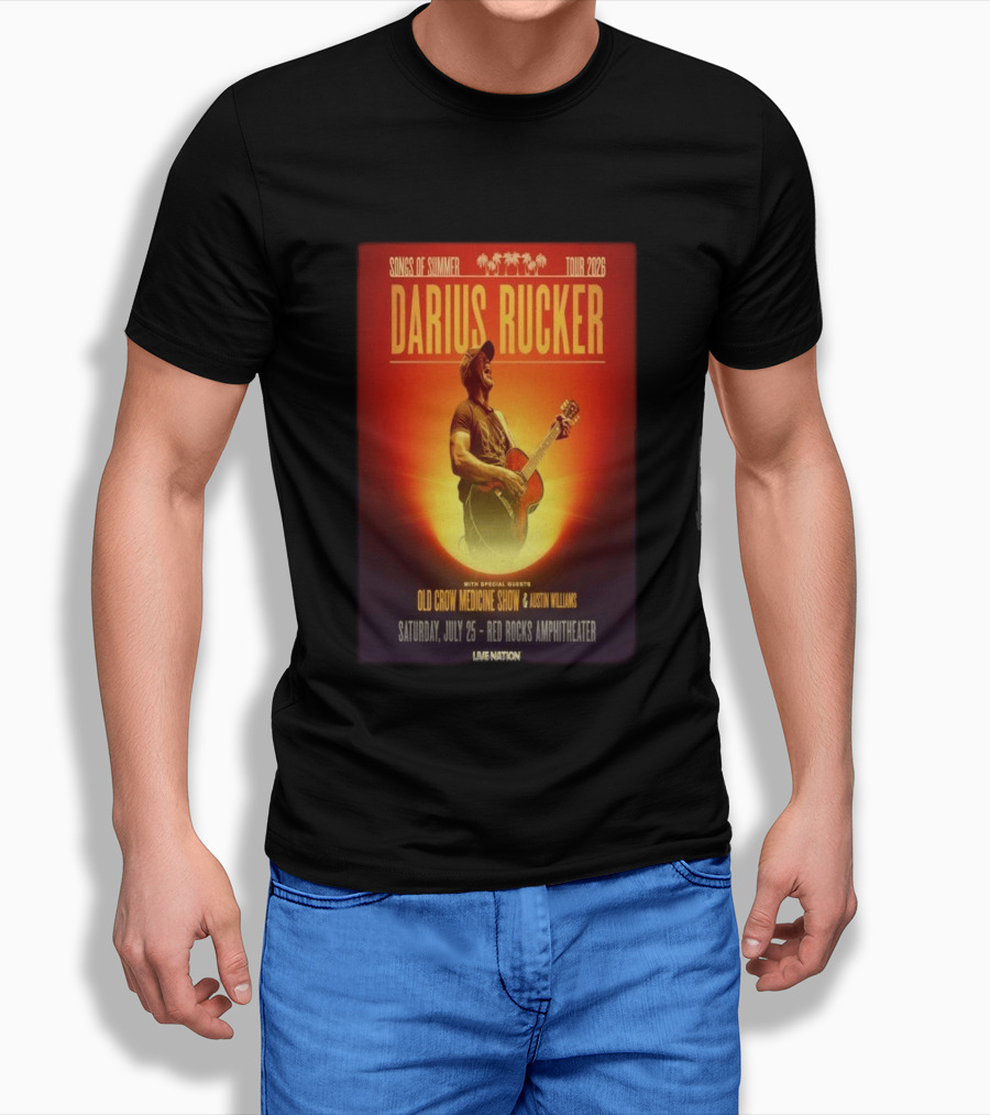 Songs Of Summer Tour 2026 Darius Rucker With Old Crow Medicine Show And Austin Williams Live At Red Rocks Amphitheater July 25 T-Shirt