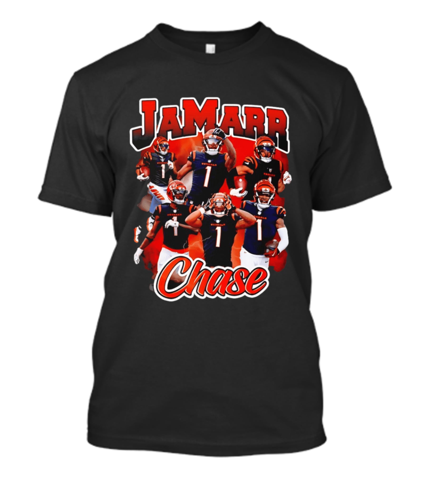 Ja'Marr Chase Cincinnati Bengals Collage Player 1 NFL Football Star T-Shirt