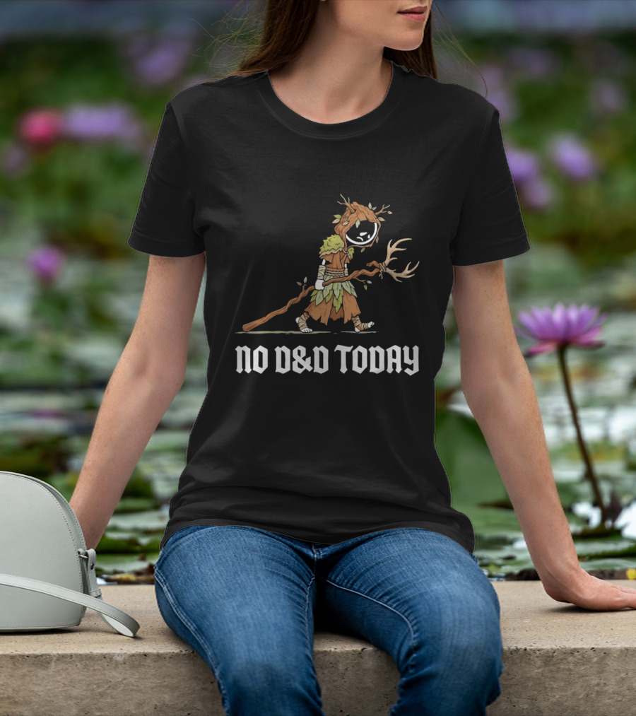 Druid Tree Costume Carrying Antler Staff No D&D Today T-Shirt