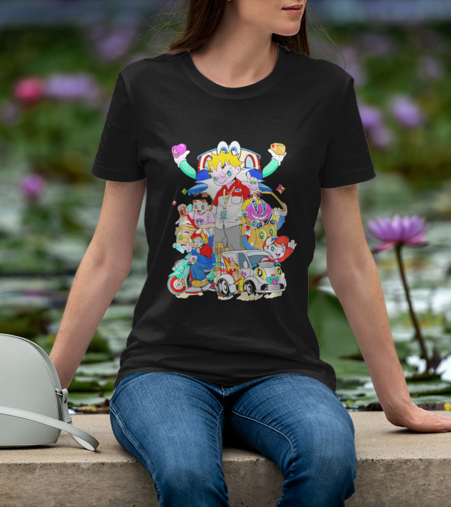 JNE Express Delivery Cartoon Characters And Van Fun Anime T-Shirt