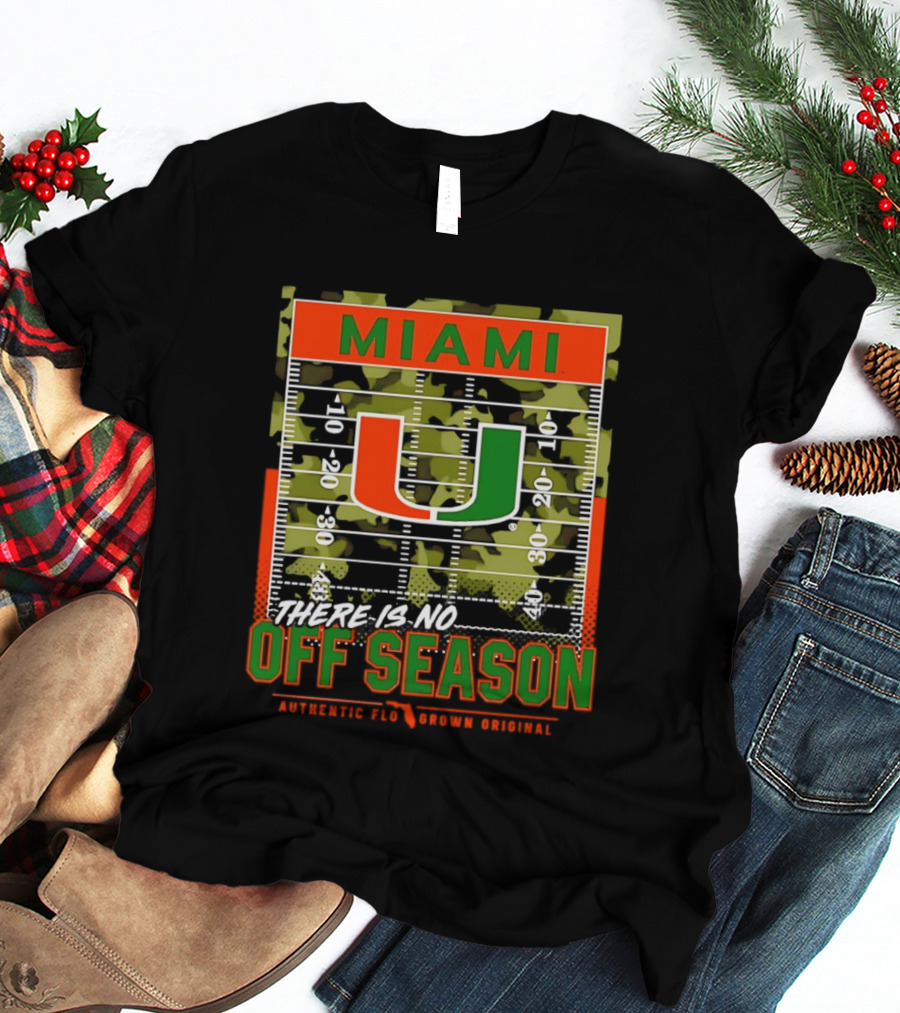 Miami Hurricanes U No Off Season Football Field Camo T-Shirt
