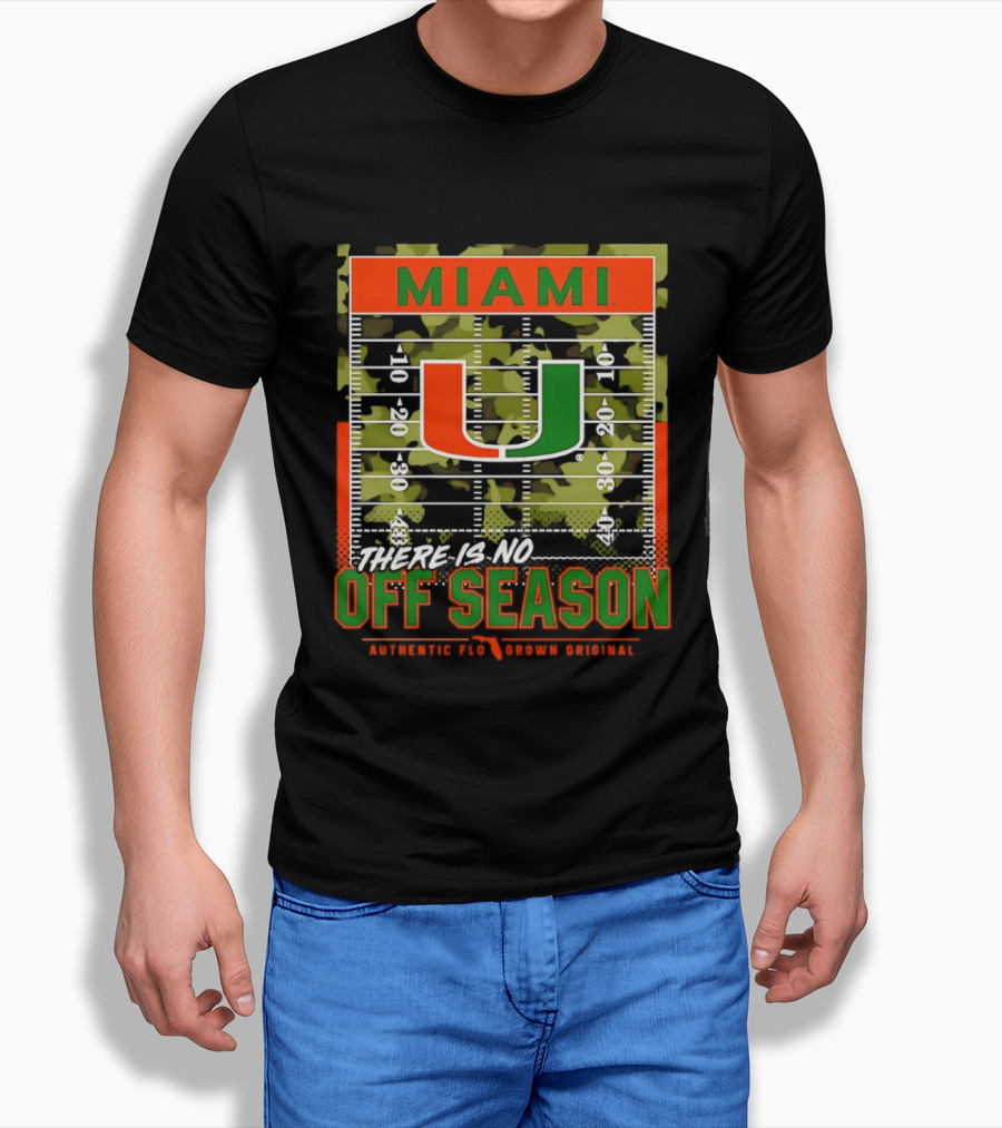 Miami Hurricanes U No Off Season Football Field Camo T-Shirt