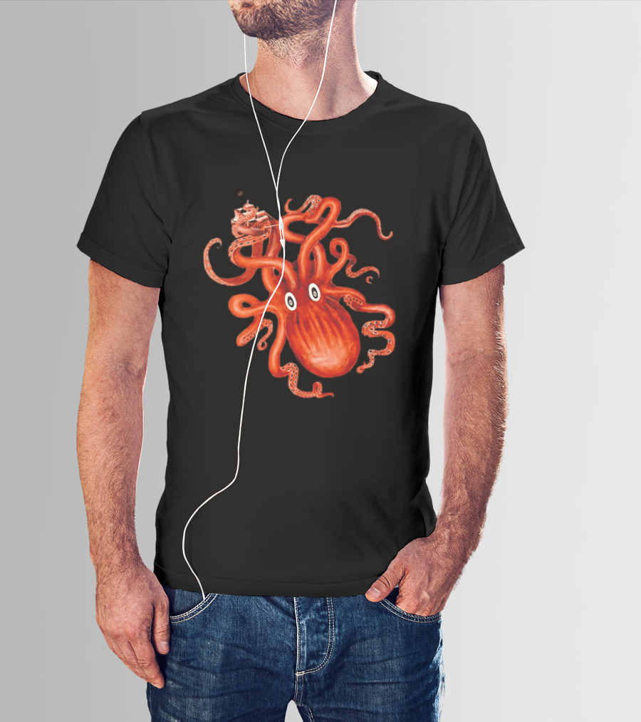 Kraken Vs Ship Nautical Adventure Monster T-Shirt