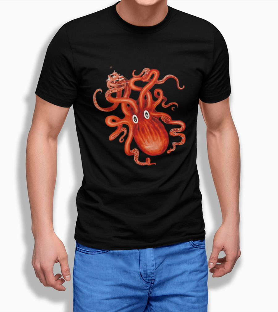 Kraken Vs Ship Nautical Adventure Monster T-Shirt