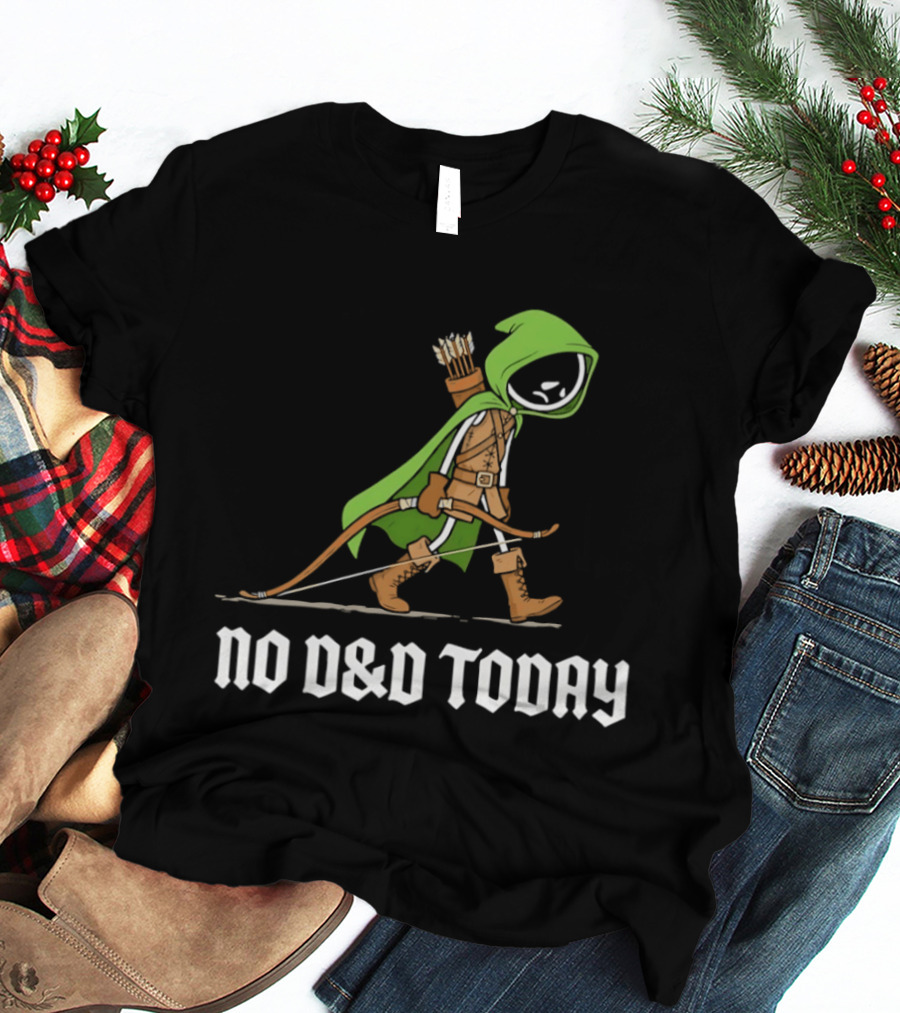 No D&D Today Ranger Cartoon Archer Green Hood Bow And Arrows T-Shirt