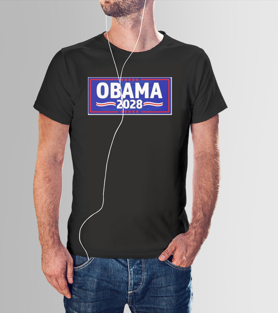 Obama 2028 Stars Stripes Political Campaign T-Shirt
