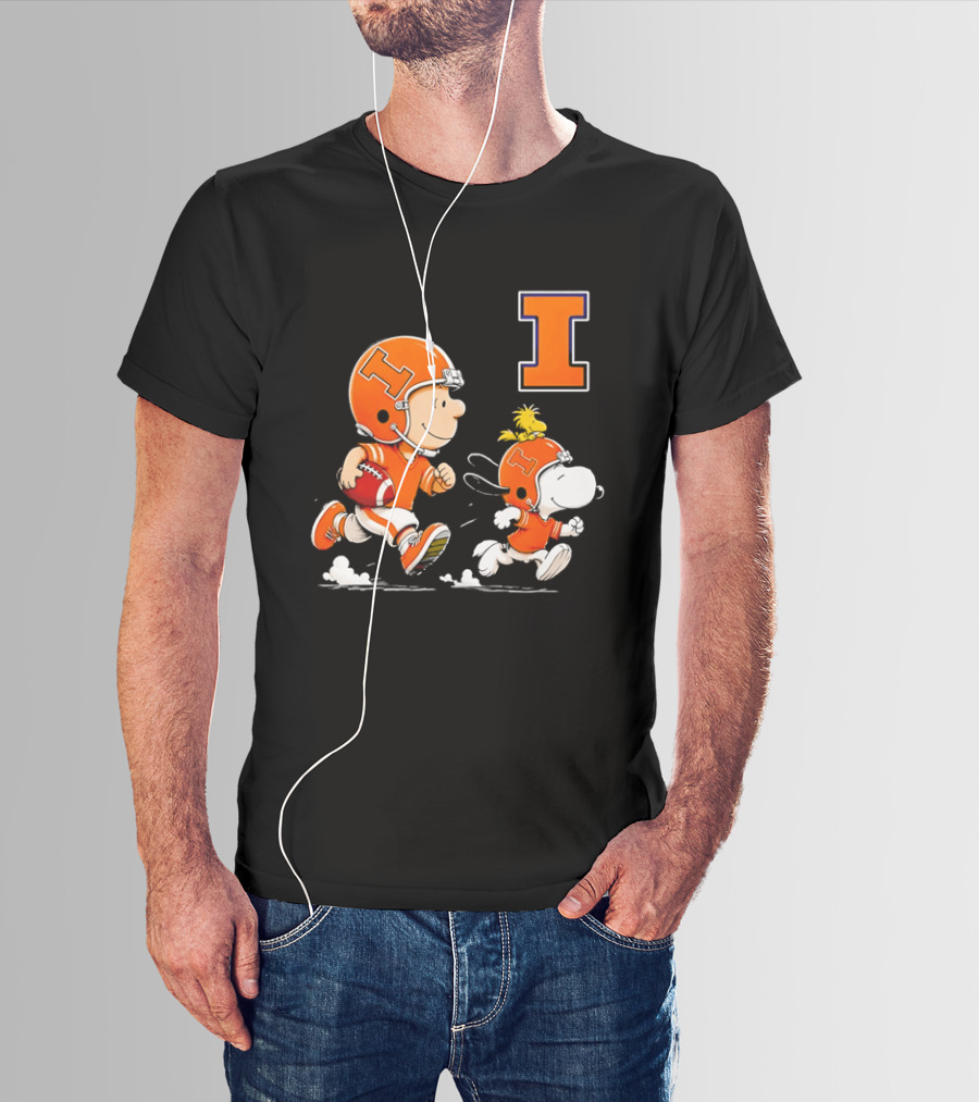 Charlie Brown Snoopy Football Running Letter I Peanuts T-Shirt
