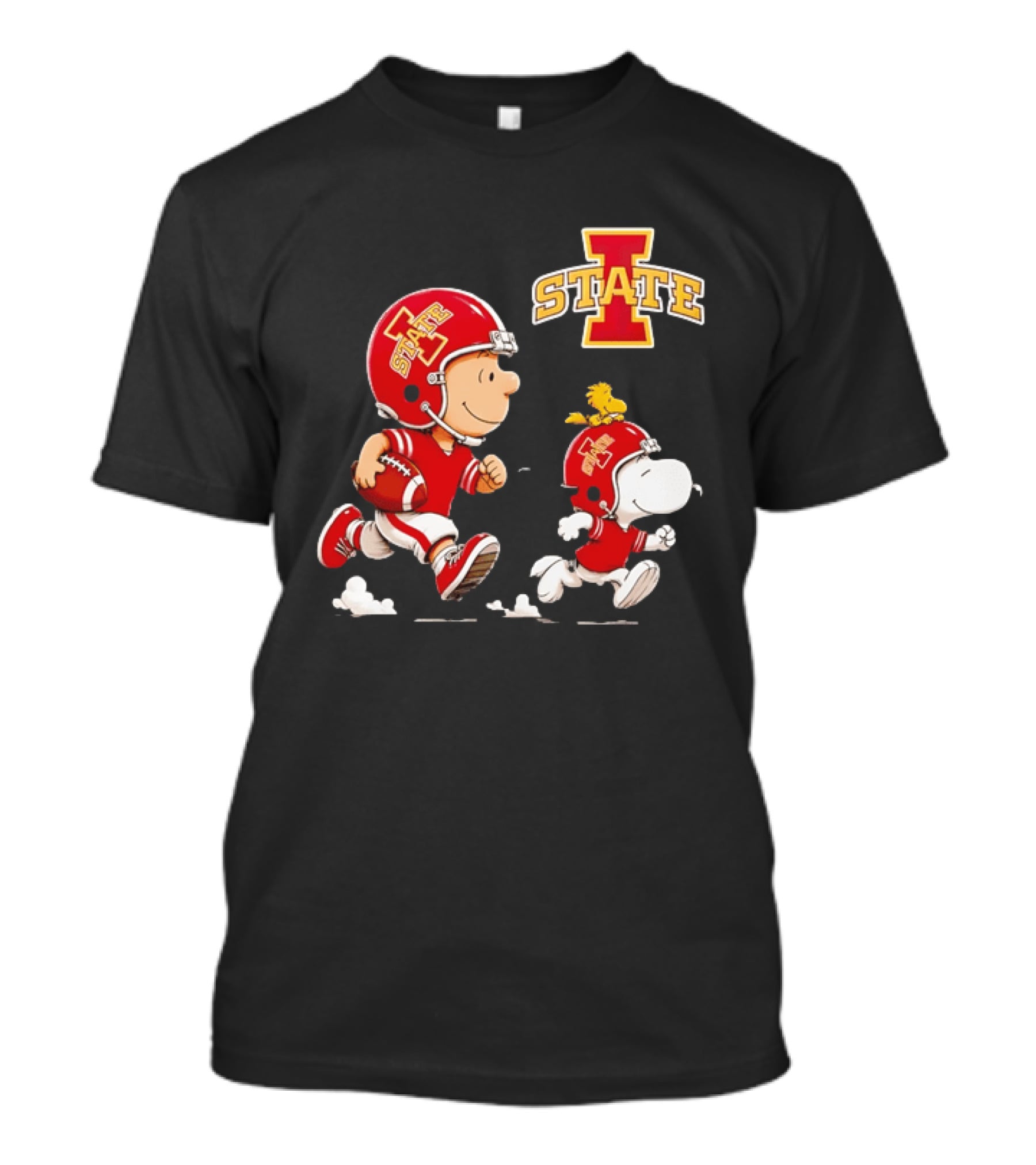 Peanuts Charlie Brown Snoopy Woodstock Running Football Iowa State T-Shirt
