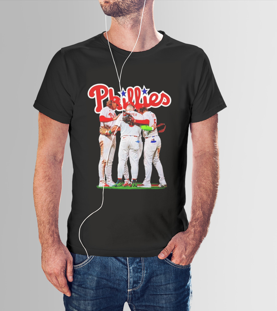 Philadelphia Phillies Team Huddle Harper '26 Baseball Collaboration T-Shirt