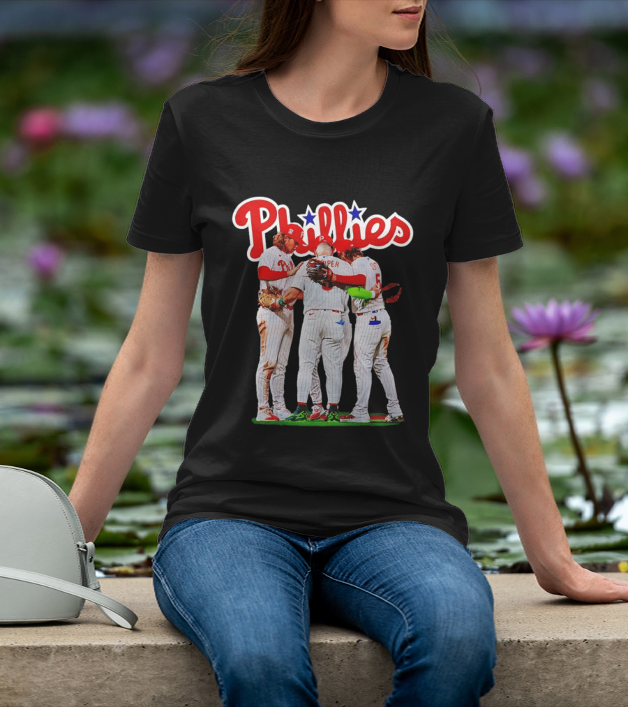 Philadelphia Phillies Team Huddle Harper '26 Baseball Collaboration T-Shirt