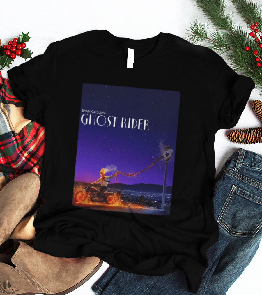 Ryan Gosling Ghost Rider Meets La La Land Lamppost Scene T-Shirt