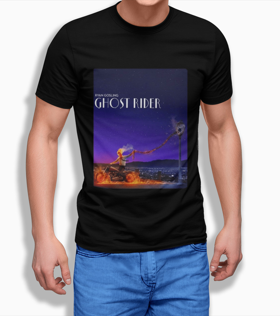 Ryan Gosling Ghost Rider Meets La La Land Lamppost Scene T-Shirt
