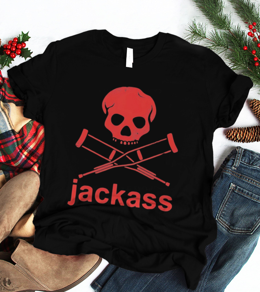 Skull Crutches Jackass Red T-Shirt