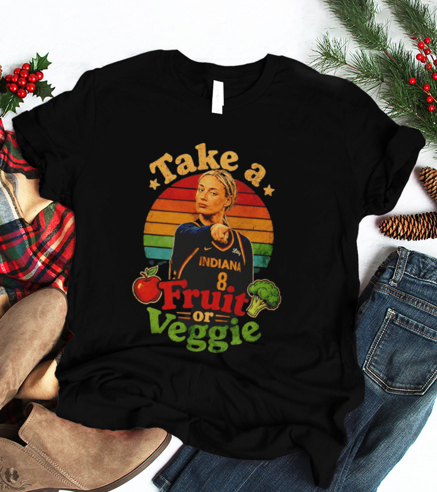 Sophie Cunningham Indiana Fever Take A Fruit Or Veggie Rainbow Stripes T-Shirt