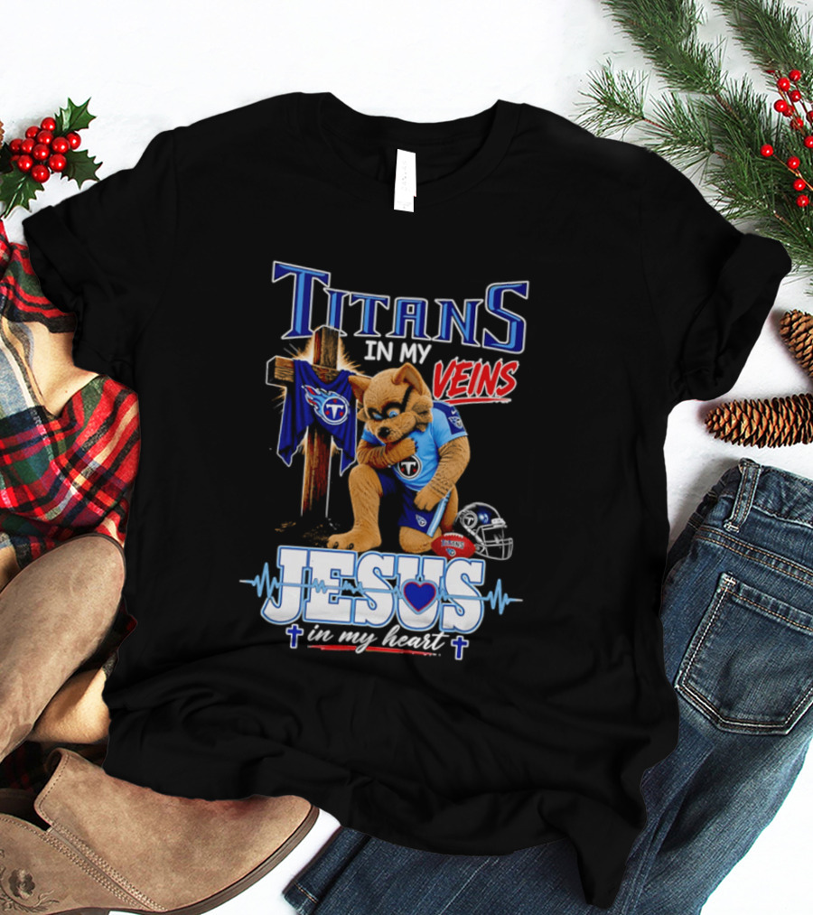 Tennessee Titans In My Veins Jesus In My Heart Rex T-Shirt