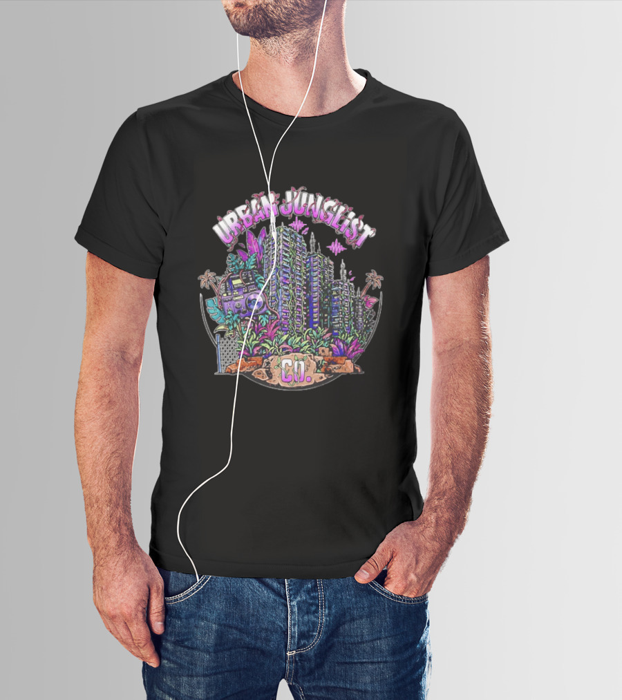 Urban Junglist Co Jungle Cityscape Boombox Vibes T-Shirt