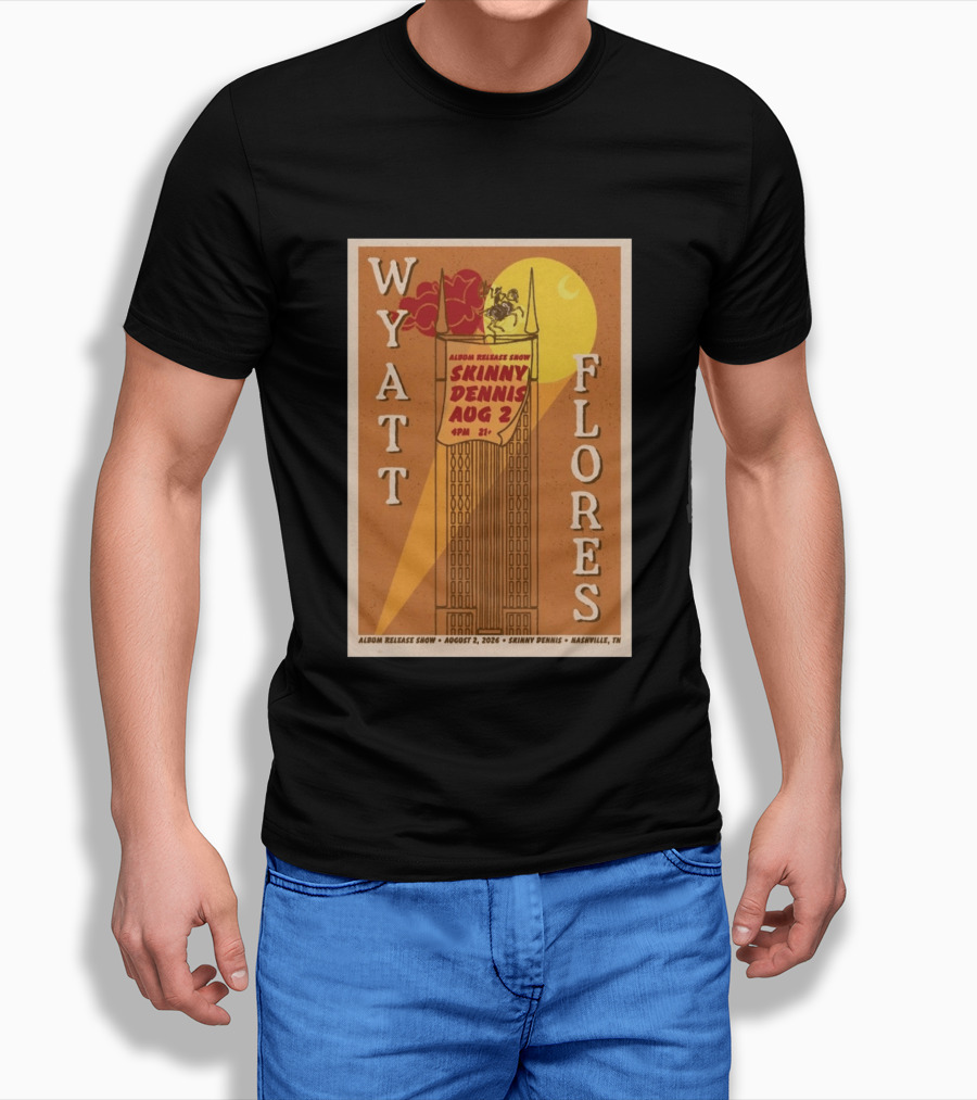 Wyatt Flores Album Release Show Skinny Dennis August 2 2026 Nashville TN T-Shirt