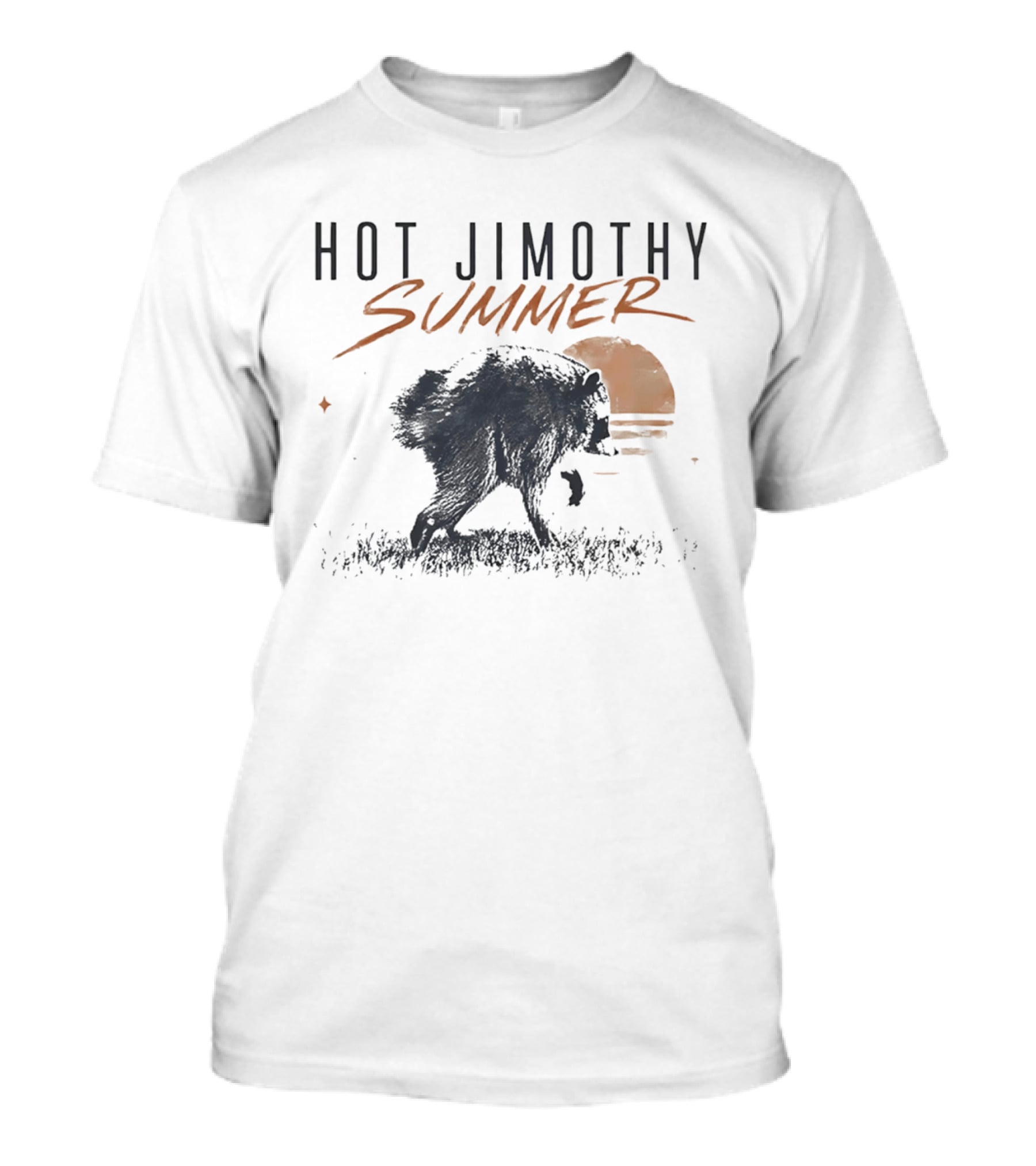 Hot Jimothy Summer Raccoon Silhouette At Sunset Moon T-Shirt