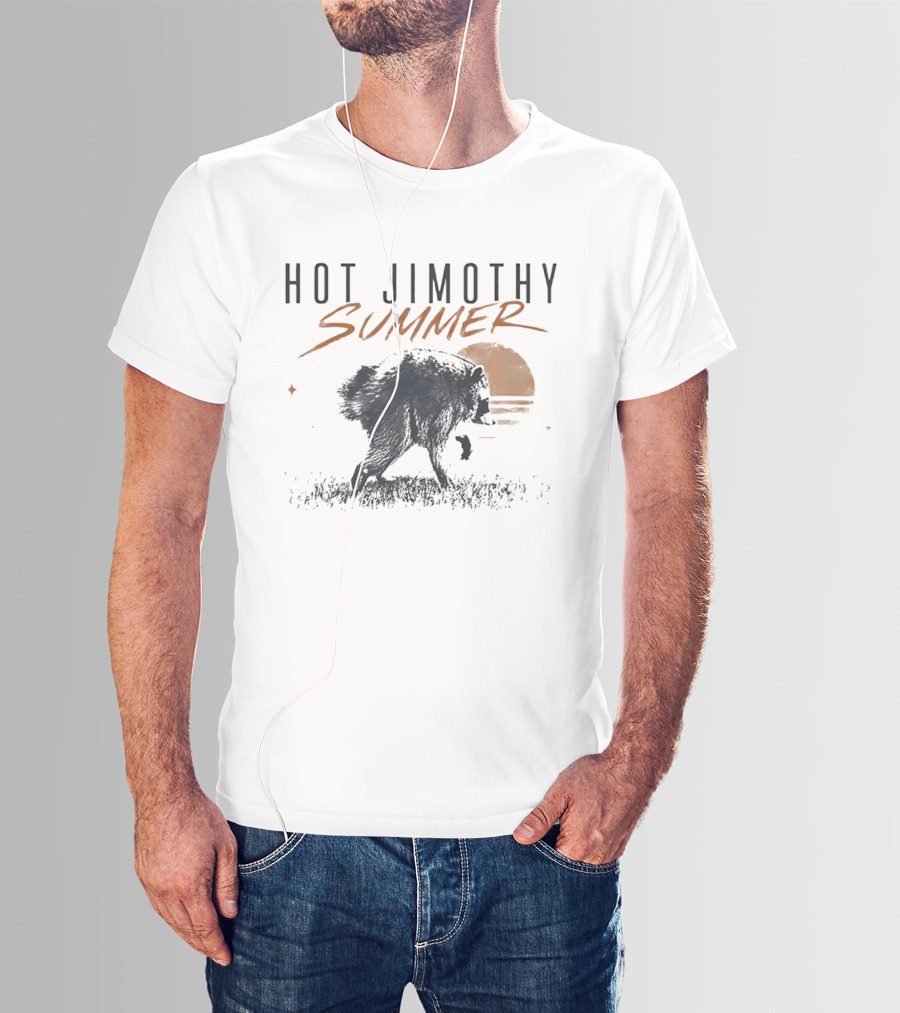 Hot Jimothy Summer Raccoon Silhouette At Sunset Moon T-Shirt
