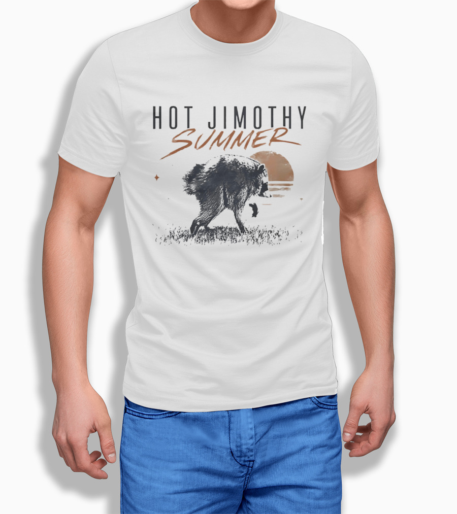 Hot Jimothy Summer Raccoon Silhouette At Sunset Moon T-Shirt