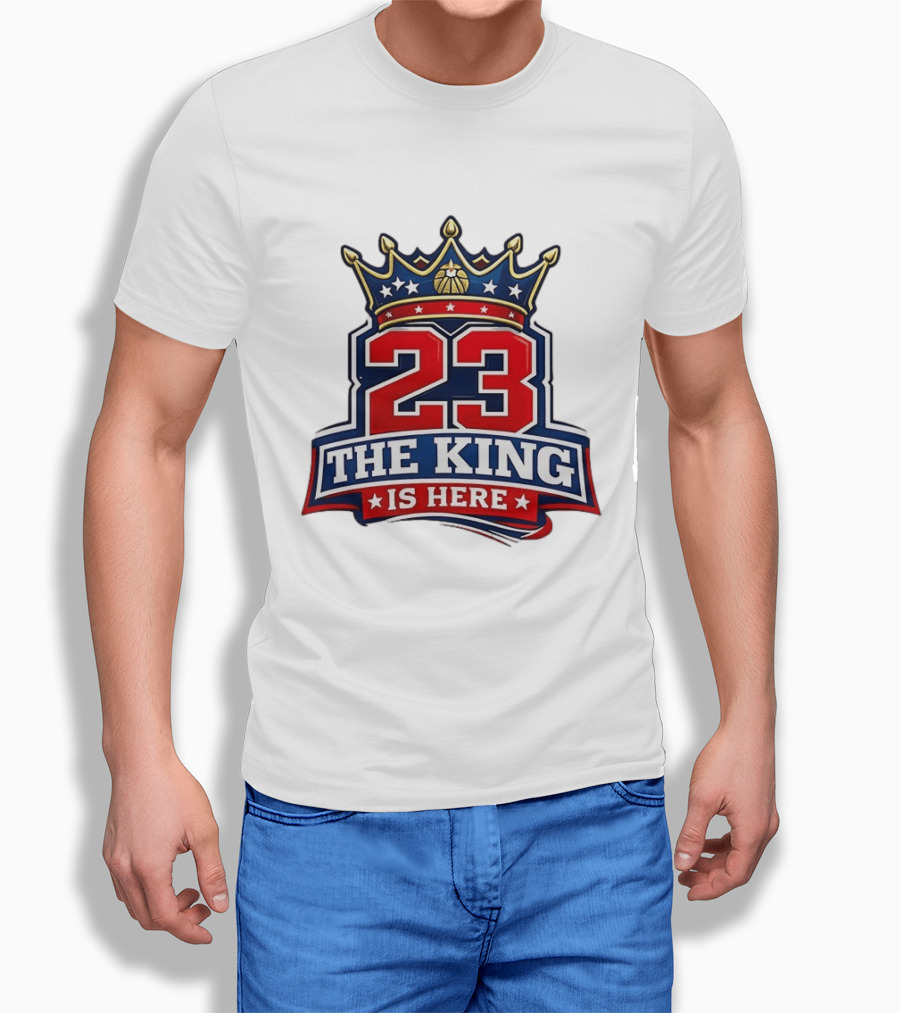 LeBron James 23 The King Is Here Crown Philadelphia 76ers NBA T-Shirt