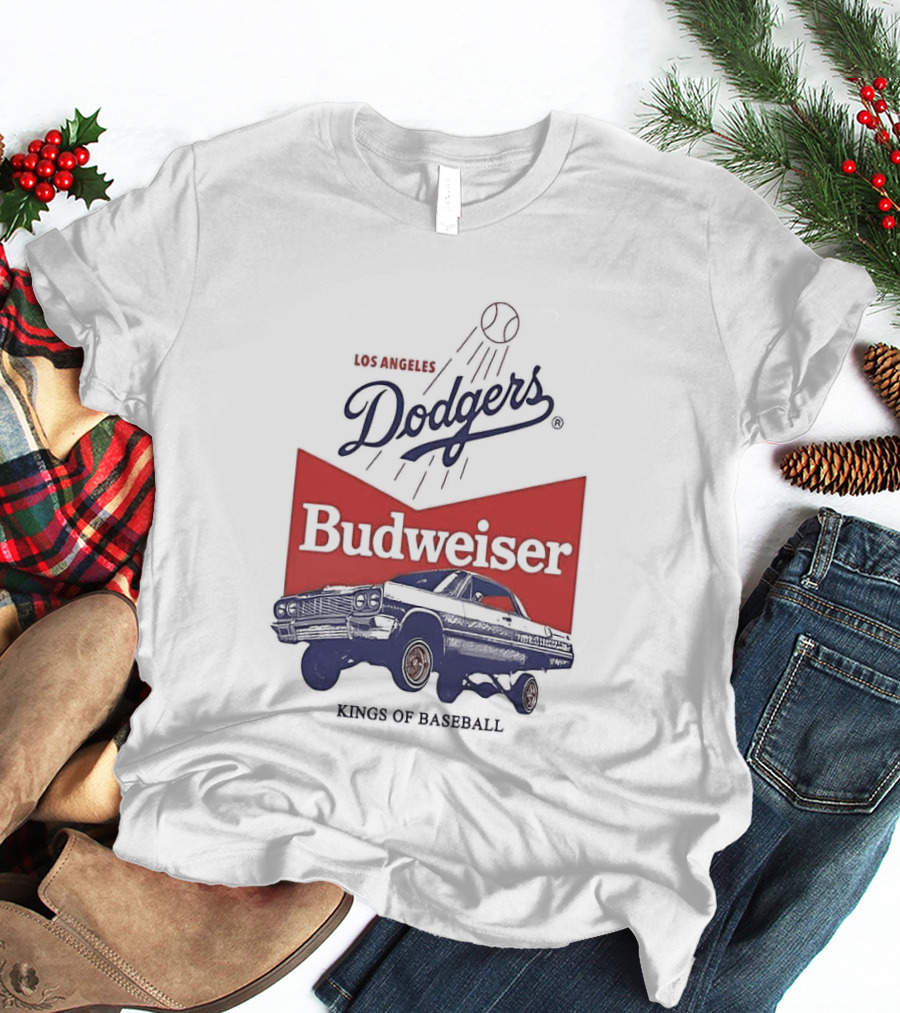 Los Angeles Dodgers Budweiser Kings Of Baseball Retro Car T-Shirt