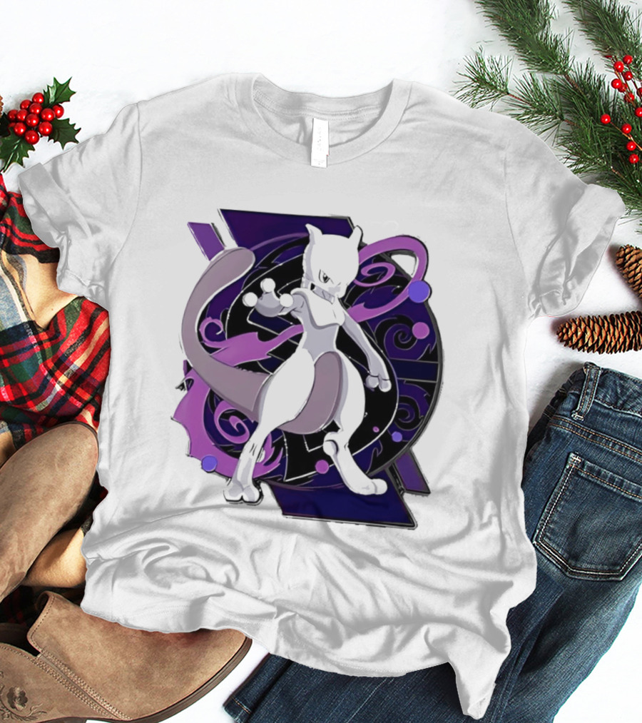 Pokemon Mewtwo Psychic Power Strike Dynamic Pose T-Shirt