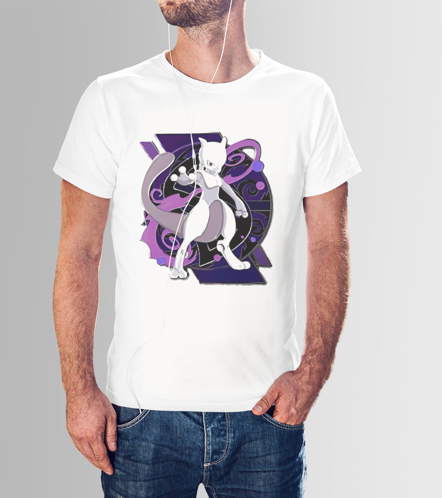Pokemon Mewtwo Psychic Power Strike Dynamic Pose T-Shirt