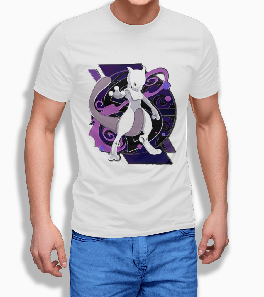 Pokemon Mewtwo Psychic Power Strike Dynamic Pose T-Shirt