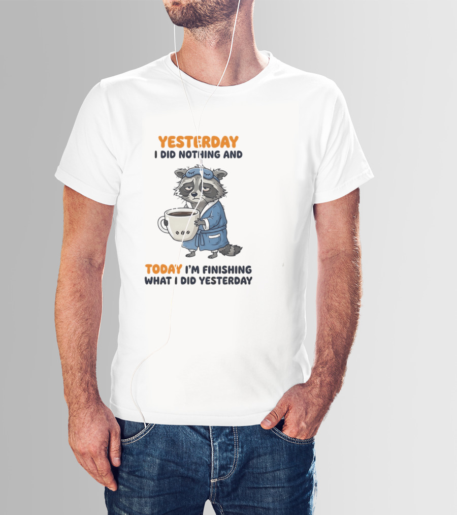 Yesterday I Did Nothing And Today Raccoon Finishing What I Did Yesterday T-Shirt