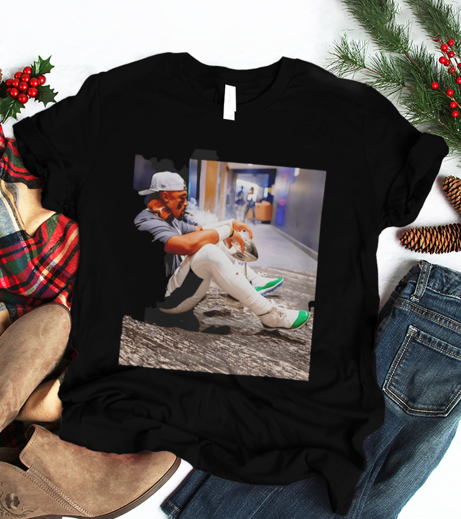 Jalen Hurts Philadelphia Eagles Smoking Trophy Cigar Celebratory Moment T-Shirt