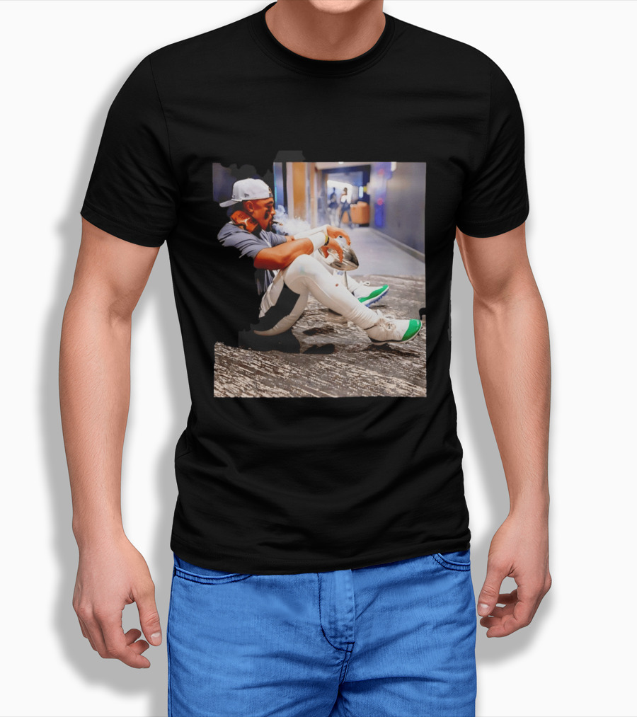Jalen Hurts Philadelphia Eagles Smoking Trophy Cigar Celebratory Moment T-Shirt