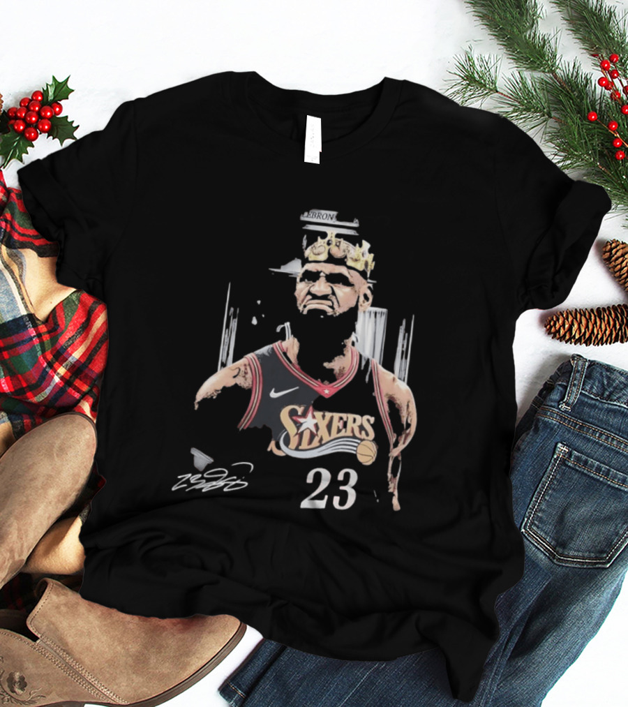 Philadelphia 76ers LeBron James Crown 23 Signature Basketball T-Shirt