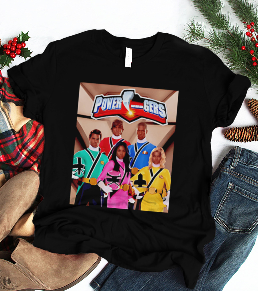Power Rangers Samurai Team Red Green Pink Yellow Blue Characters T-Shirt