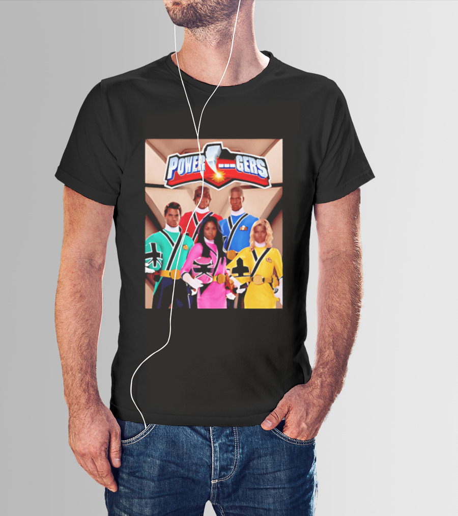 Power Rangers Samurai Team Red Green Pink Yellow Blue Characters T-Shirt