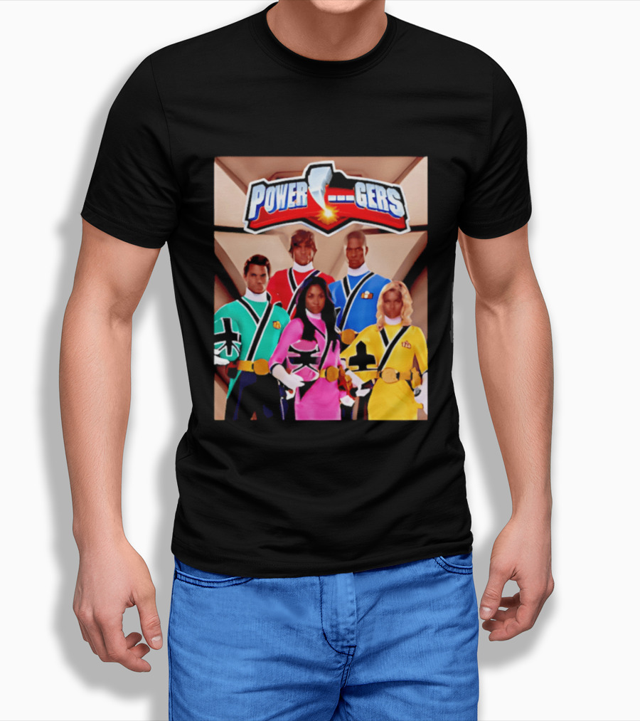 Power Rangers Samurai Team Red Green Pink Yellow Blue Characters T-Shirt