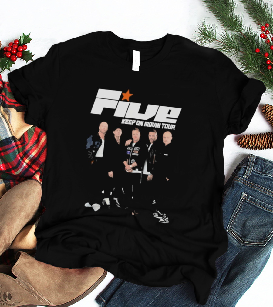Five Keep On Movin Tour 90s Boyband Nostalgia Star T-Shirt