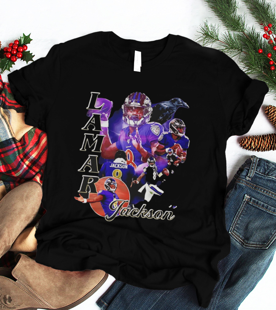 Lamar Jackson Baltimore Ravens Football Collage T-Shirt