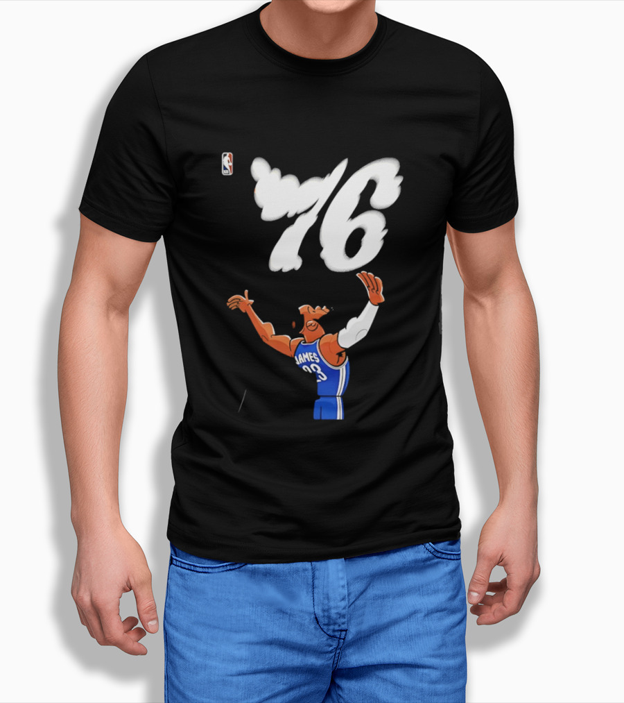 LeBron James 23 Cartoon 76 Philadelphia NBA Jersey Basketball T-Shirt
