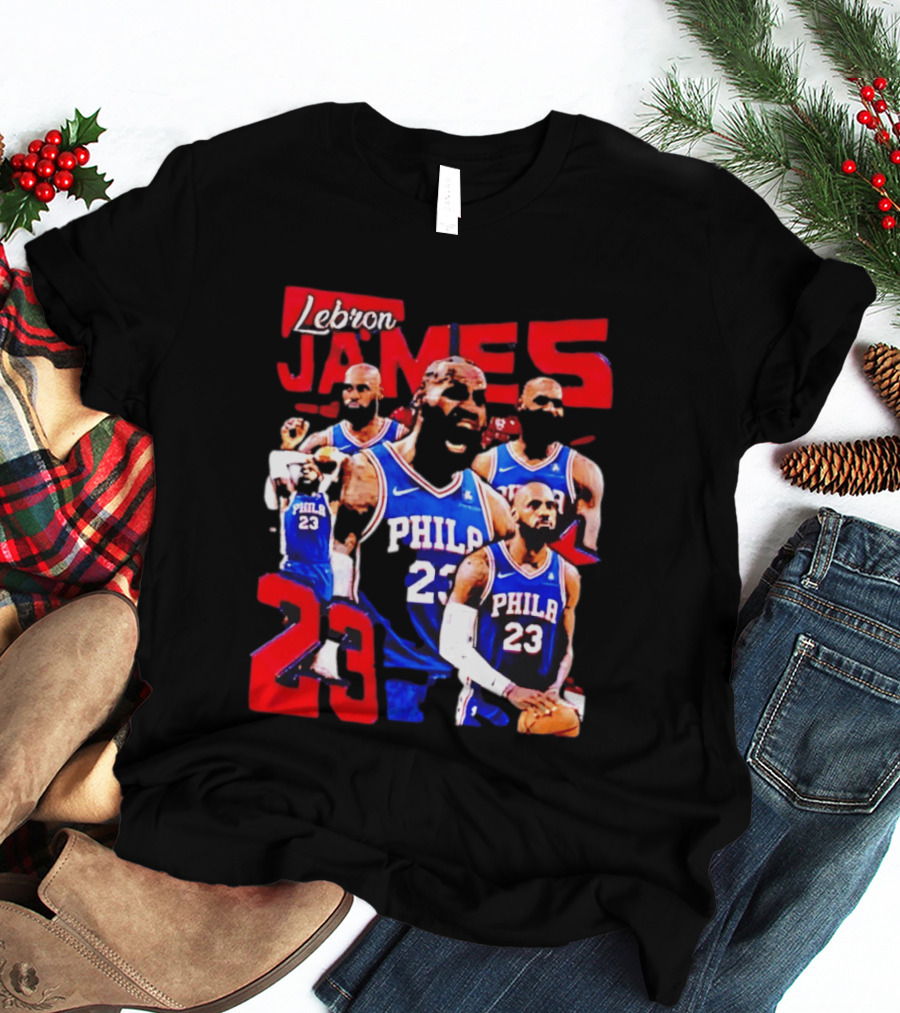LeBron James No 23 Philadelphia 76ers Collage Legends T-Shirt
