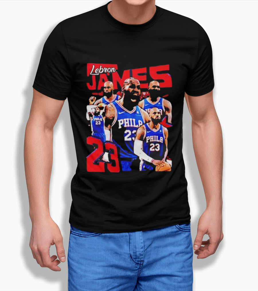 LeBron James No 23 Philadelphia 76ers Collage Legends T-Shirt