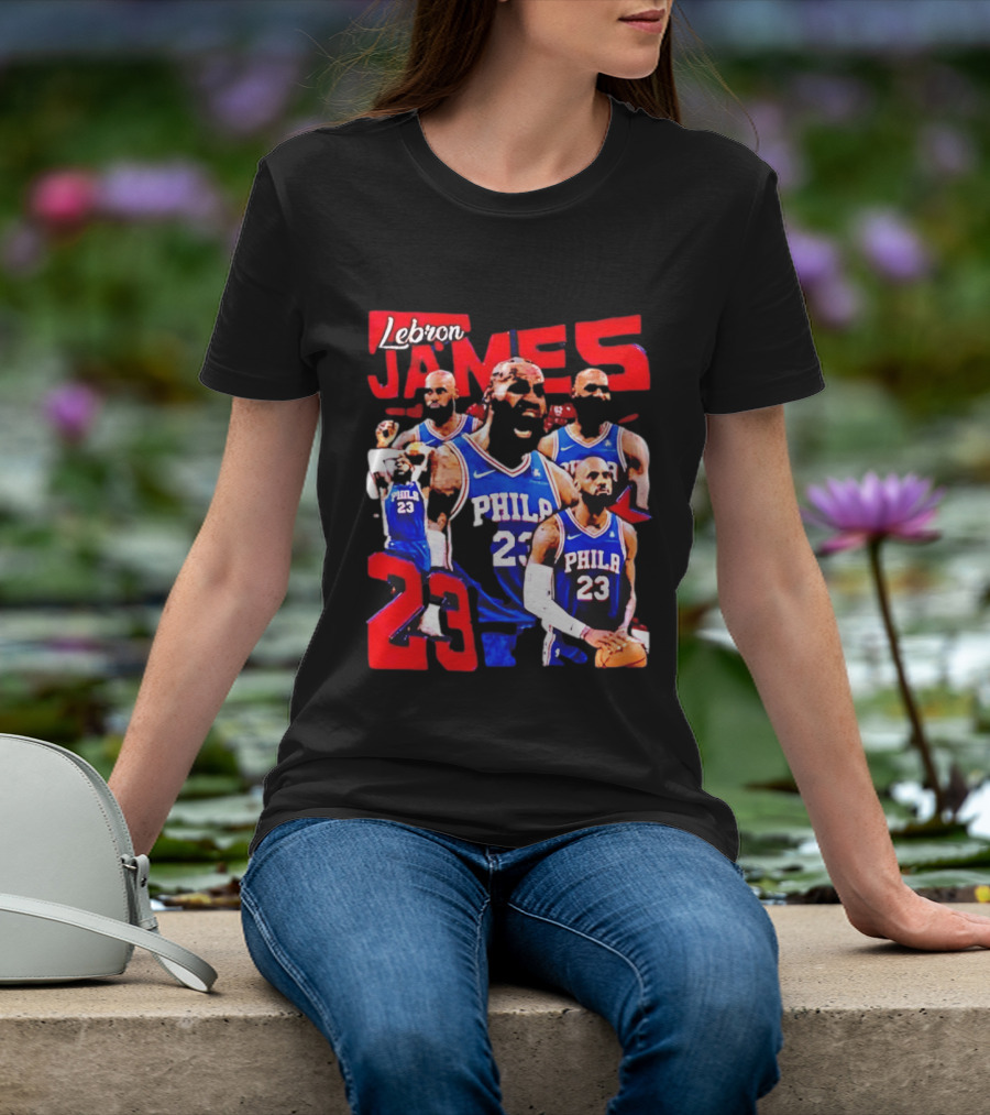 LeBron James No 23 Philadelphia 76ers Collage Legends T-Shirt