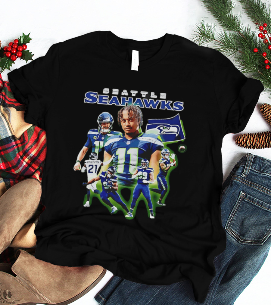 Seattle Seahawks Witherspoon 21 14 11 99 Player Collage T-Shirt