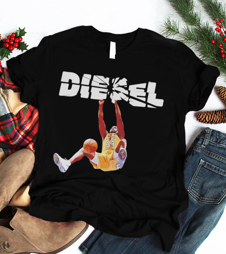 Shaquille O'Neal Diesel Broken Glass Lakers 34 Dunk T-Shirt