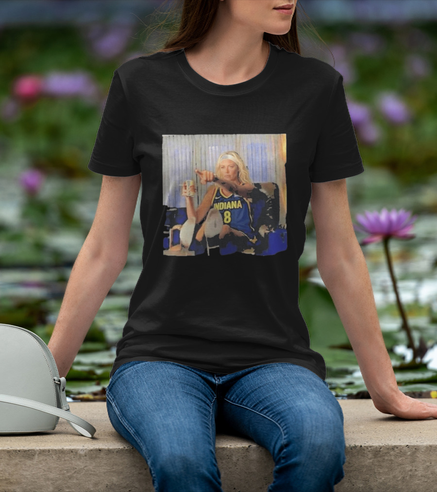 Sophie Cunningham Indiana Number 8 Rick Dalton Leonardo DiCaprio Pointing Scene T-Shirt